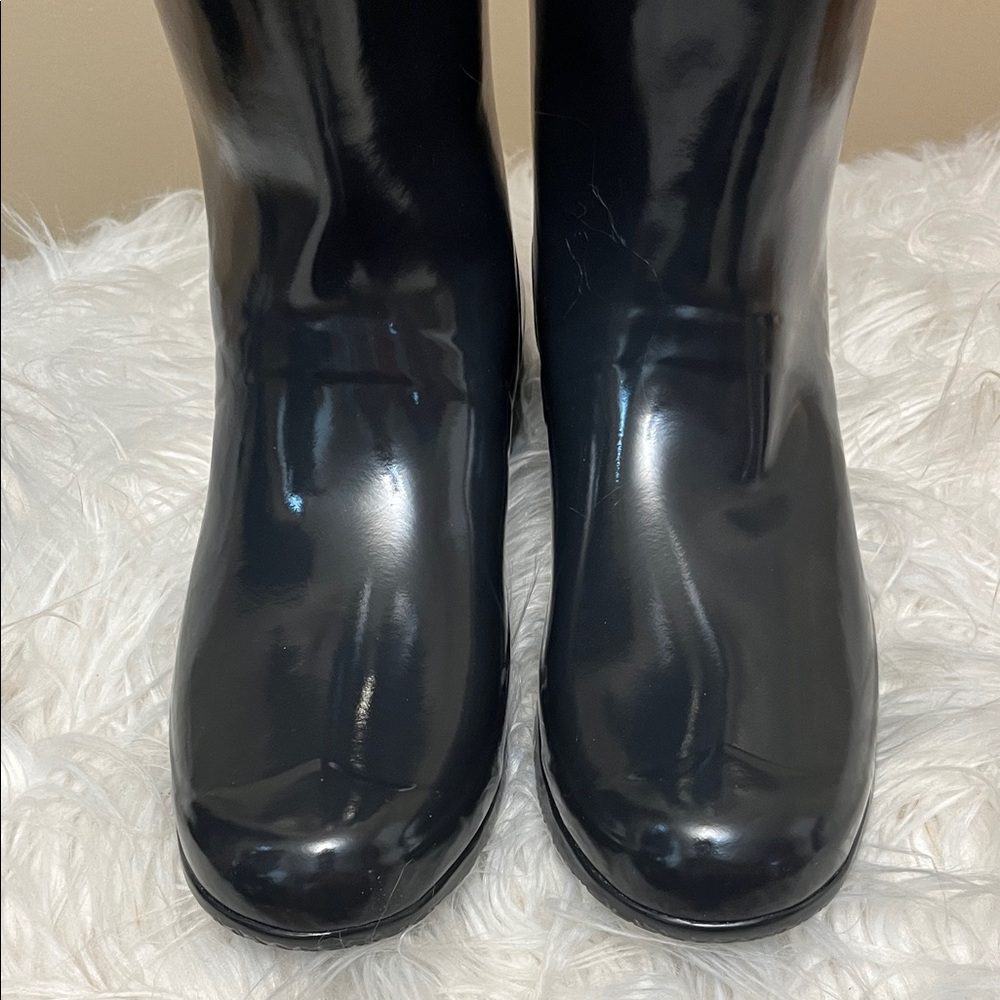 NWOT Hunter Glossy Dark Grey rain Boots - Picture 9 of 11